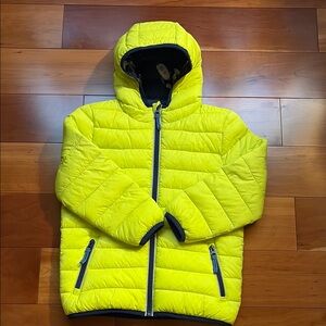 Mini Boden yellow/space packable lightweight puffer jacket size 6-7y